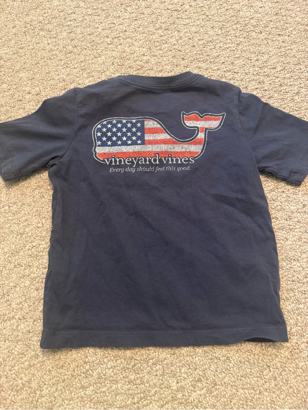 Vineyard Vines Navy American Flag Whale Tee - 3T unisex great for 4th of July